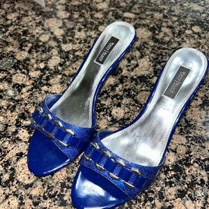 White House Black Market Blue and Silver Heels